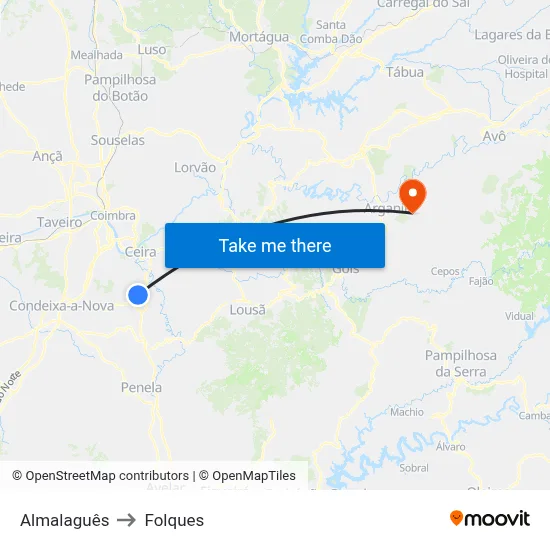 Almalaguês to Folques map