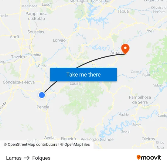 Lamas to Folques map