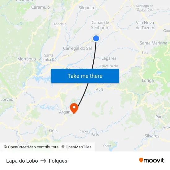 Lapa do Lobo to Folques map