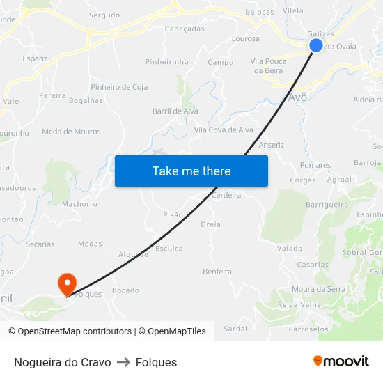 Nogueira do Cravo to Folques map