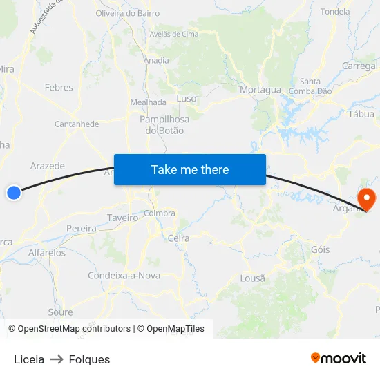 Liceia to Folques map