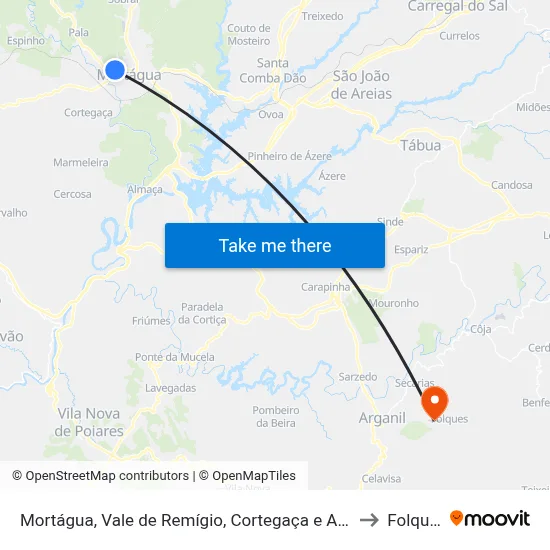 Mortágua, Vale de Remígio, Cortegaça e Almaça to Folques map