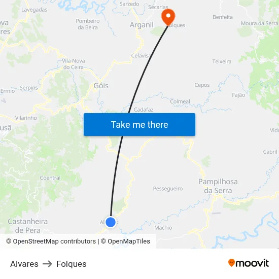 Alvares to Folques map