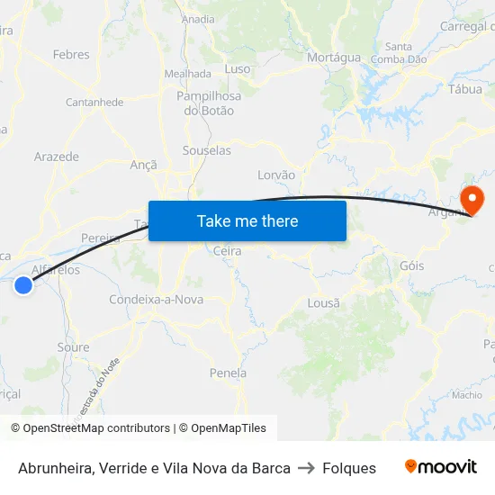 Abrunheira, Verride e Vila Nova da Barca to Folques map