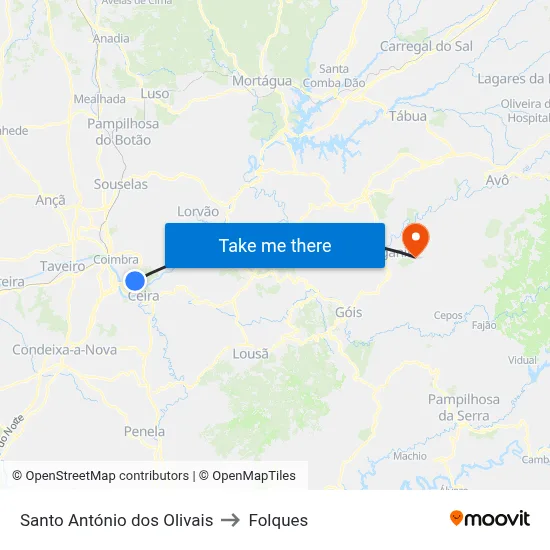 Santo António dos Olivais to Folques map