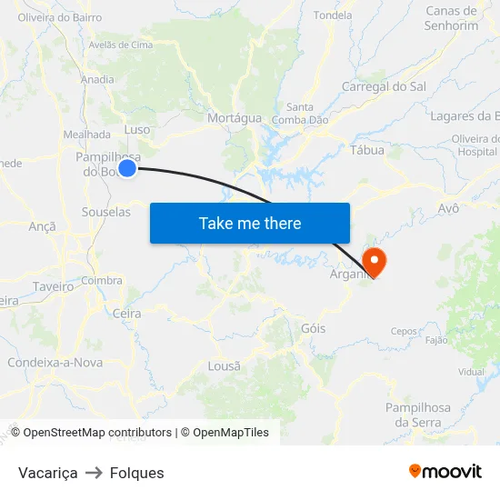 Vacariça to Folques map