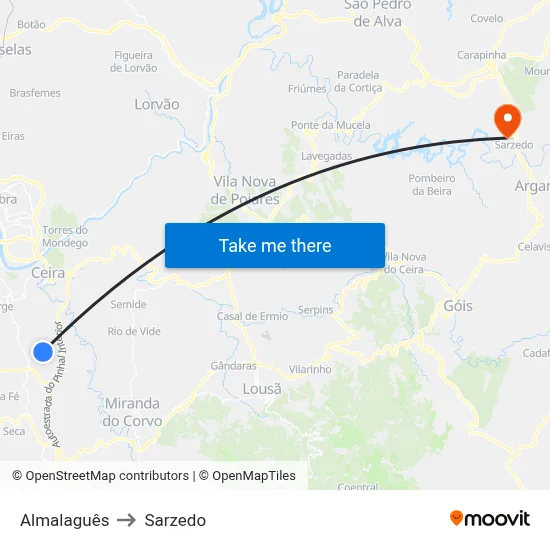 Almalaguês to Sarzedo map