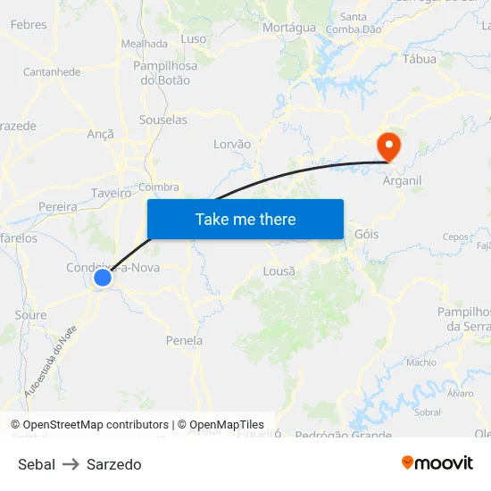 Sebal to Sarzedo map