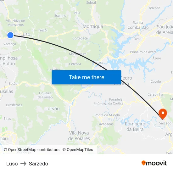 Luso to Sarzedo map