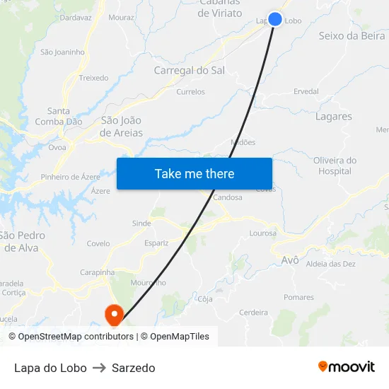Lapa do Lobo to Sarzedo map