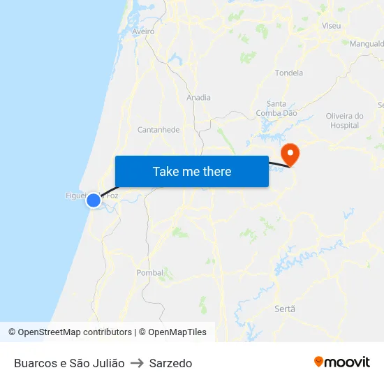 Buarcos e São Julião to Sarzedo map