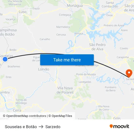 Souselas e Botão to Sarzedo map