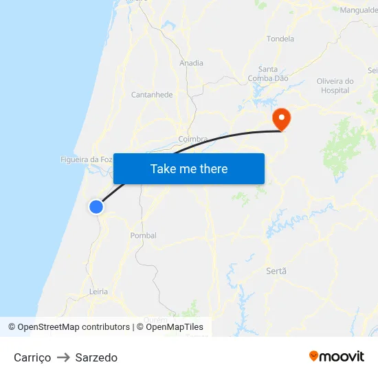 Carriço to Sarzedo map