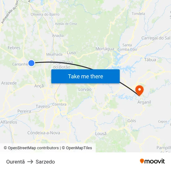 Ourentã to Sarzedo map