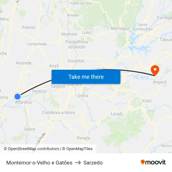 Montemor-o-Velho e Gatões to Sarzedo map