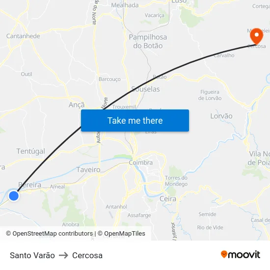 Santo Varão to Cercosa map
