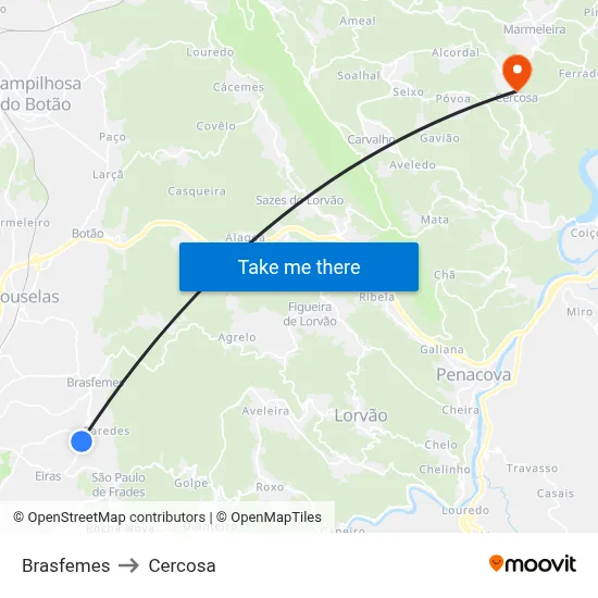 Brasfemes to Cercosa map