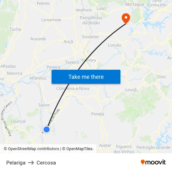 Pelariga to Cercosa map