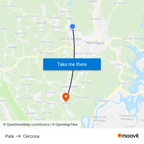 Pala to Cercosa map