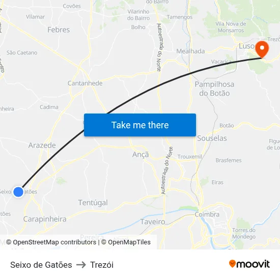 Seixo de Gatões to Trezói map