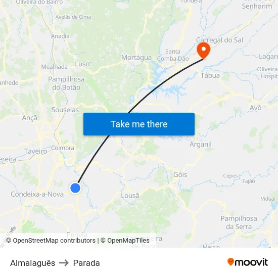 Almalaguês to Parada map