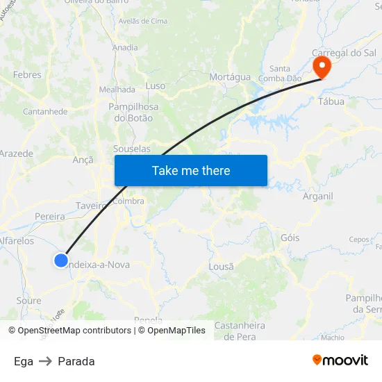 Ega to Parada map