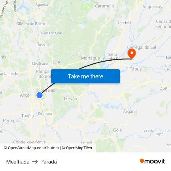 Mealhada to Parada map