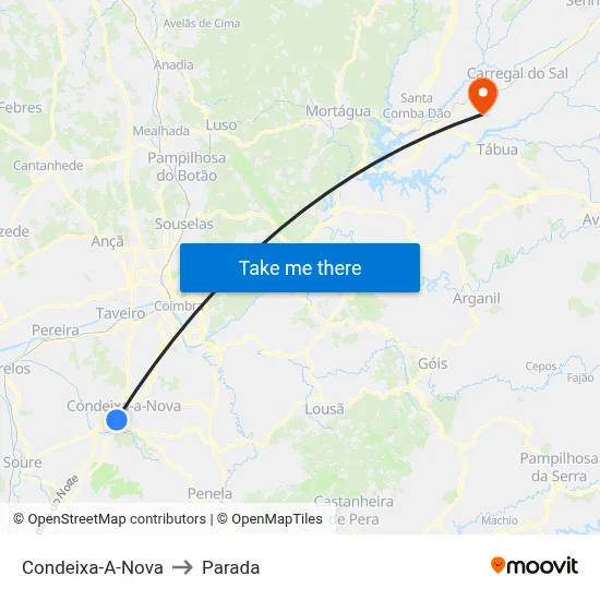 Condeixa-A-Nova to Parada map