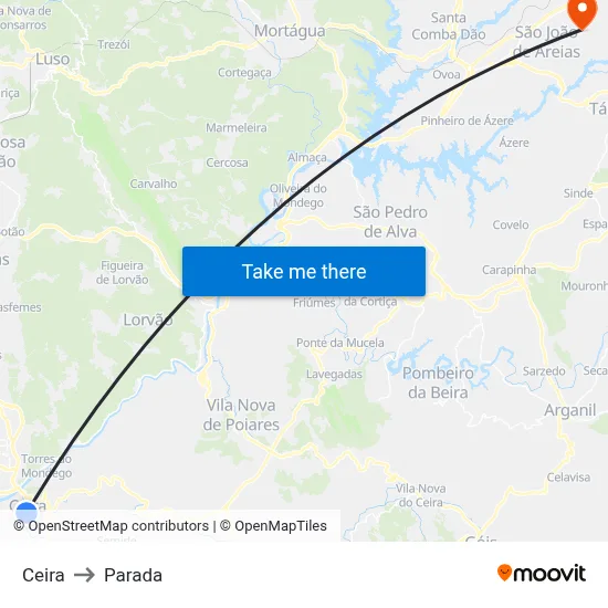 Ceira to Parada map