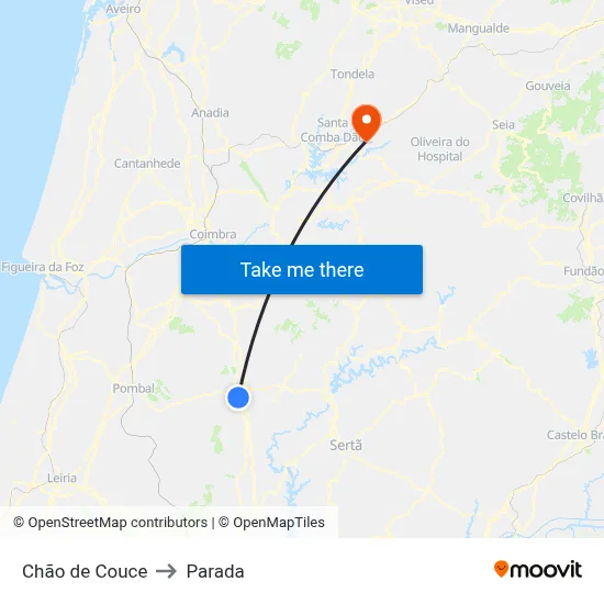 Chão de Couce to Parada map