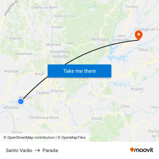Santo Varão to Parada map