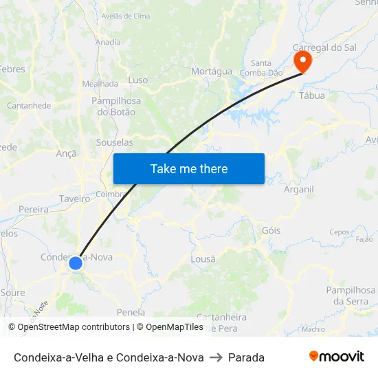 Condeixa-a-Velha e Condeixa-a-Nova to Parada map
