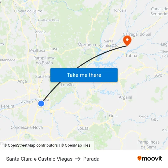 Santa Clara e Castelo Viegas to Parada map