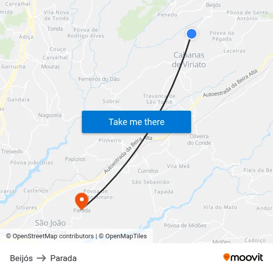 Beijós to Parada map
