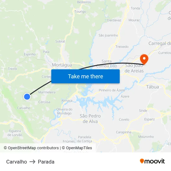 Carvalho to Parada map