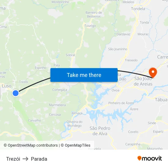 Trezói to Parada map