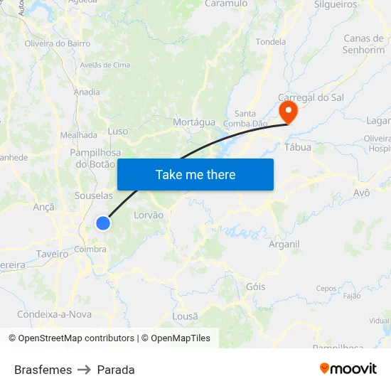 Brasfemes to Parada map