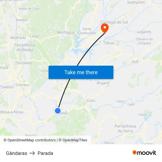 Gândaras to Parada map