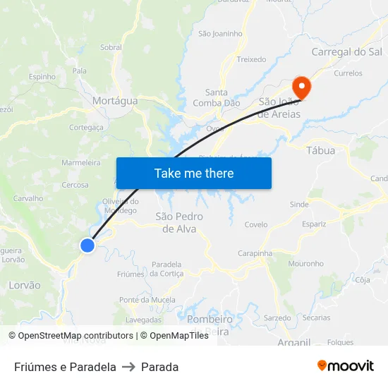 Friúmes e Paradela to Parada map