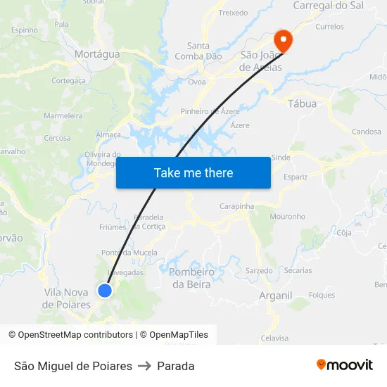 São Miguel de Poiares to Parada map