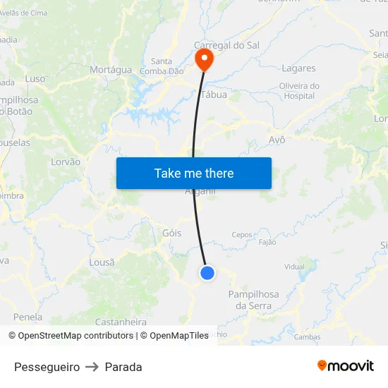 Pessegueiro to Parada map
