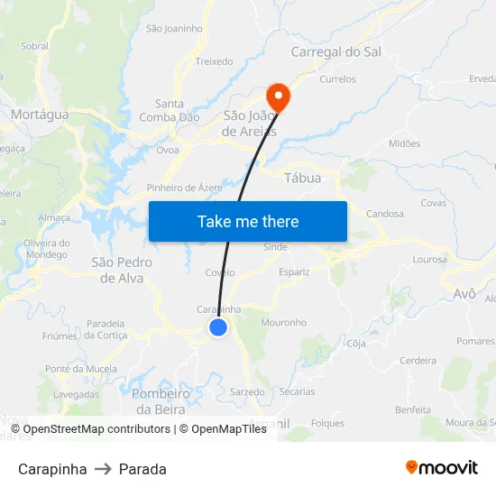 Carapinha to Parada map