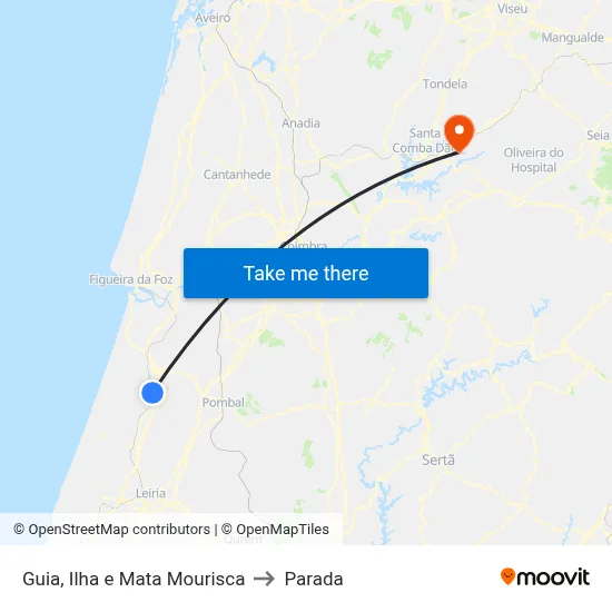 Guia, Ilha e Mata Mourisca to Parada map