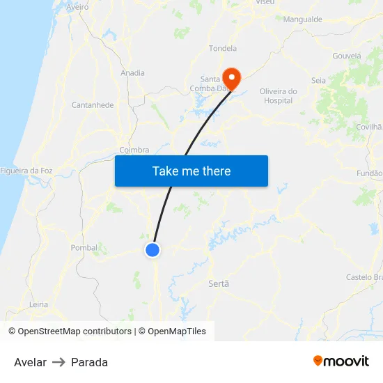 Avelar to Parada map