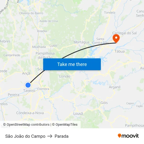 São João do Campo to Parada map