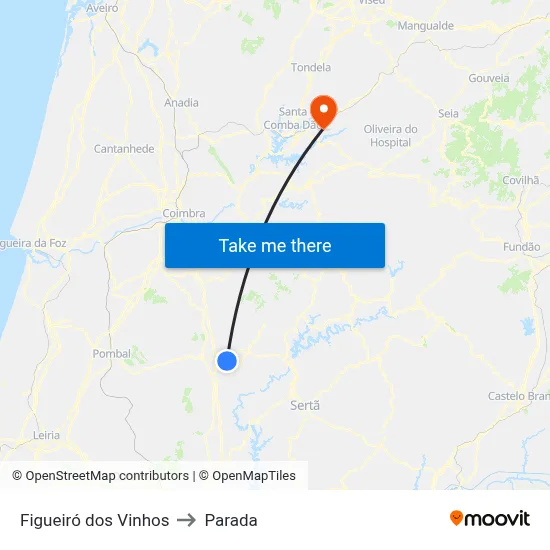 Figueiró dos Vinhos to Parada map