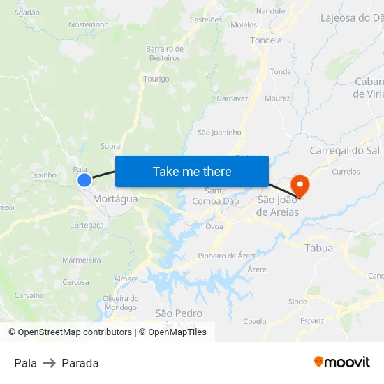 Pala to Parada map
