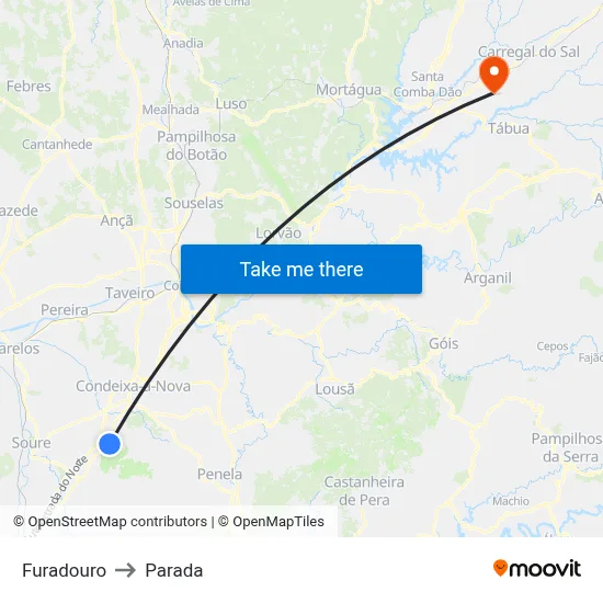 Furadouro to Parada map