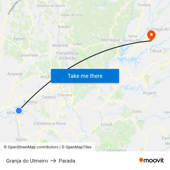 Granja do Ulmeiro to Parada map