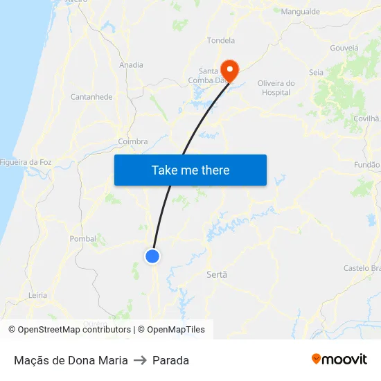 Maçãs de Dona Maria to Parada map
